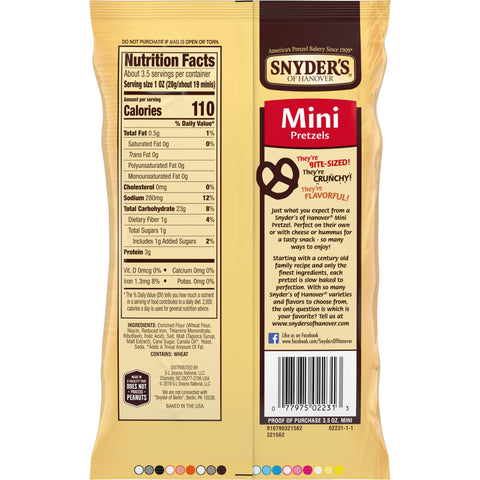 Snyders Of Hanover Mini Pretzel with Hole, 3.5 Ounce -- 8 per case.