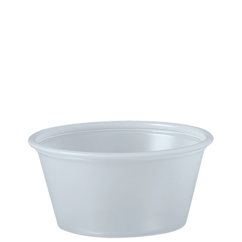SOLO Cup Company Polystyrene Portion Cups, 2oz, Translucent, 250/Bag, 10 Bags/Carton