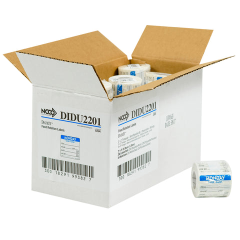 Label Dissolvable Use By Monday Blue 2x2