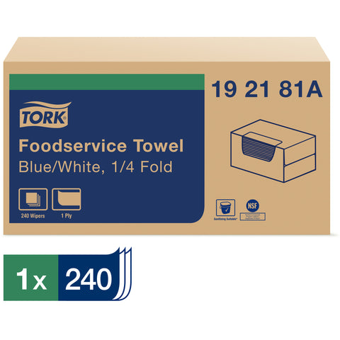 Wiper Foodservice Cloth Blue/white 13x21.5 1/4 Fold