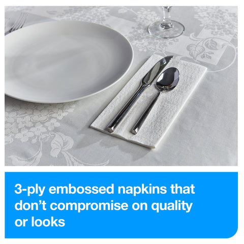 Napkin Dinner 17x16 White 3-ply 1/8 Fold