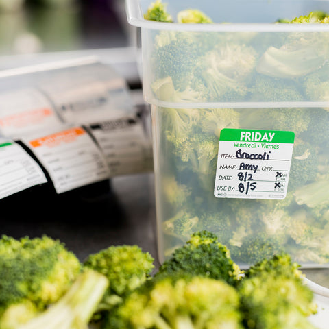 National Checking Friday Item Date Use By Removable Trilingual Label, 2 x 2 inch 500 labels per roll -- 18 rolls per case.