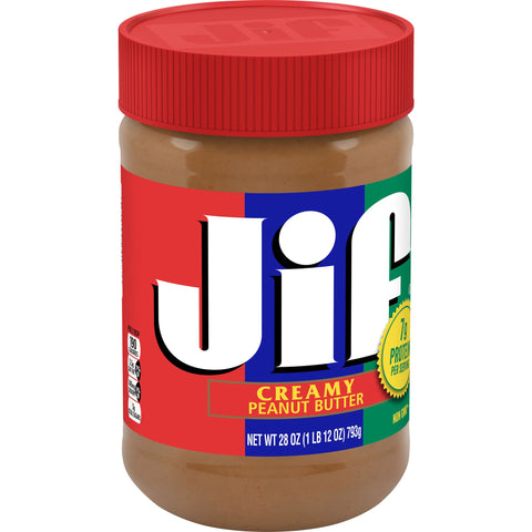 Jif Creamy Peanut Butter, 28 Ounce -- 10 per case.