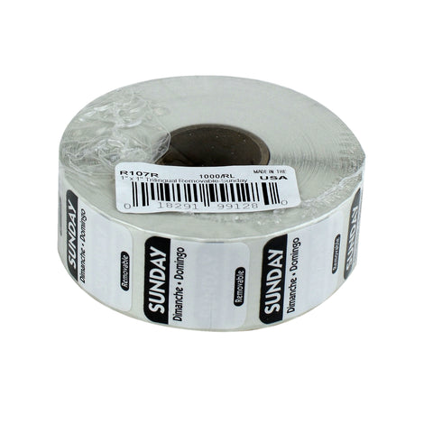 Label Removeable Square Black Sunday 1x1