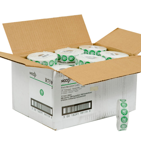 National Checking Company Dateit Green Trilingual Removable Label - Friday, 0.75 inch Circle -- 2000 per case.