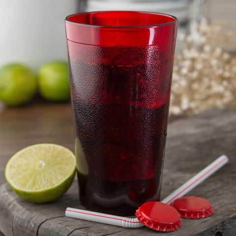 Packer TUMBLER GLASS TEXTURED PLASTIC RED 12 OZ