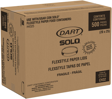 Solo® LID SPIRAL WOUND NON-VENTED PAPER WHITE 32 OZ