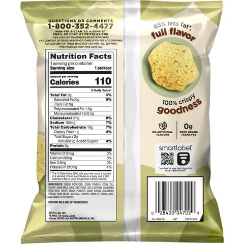 Lays Baked Sour Cream and Onion Potato Chips, 0.875 Ounce -- 60 per case.