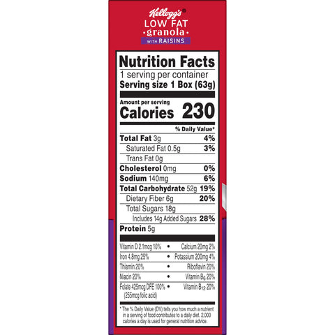 Low Fat Granola With Raisins 70 Per Case 2.22 Ounce Each