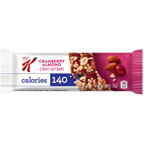 Kelloggs Special K Cranberry Almond Cereal Chewy Nut Bar, 1.16 Ounce -- 72 per case.