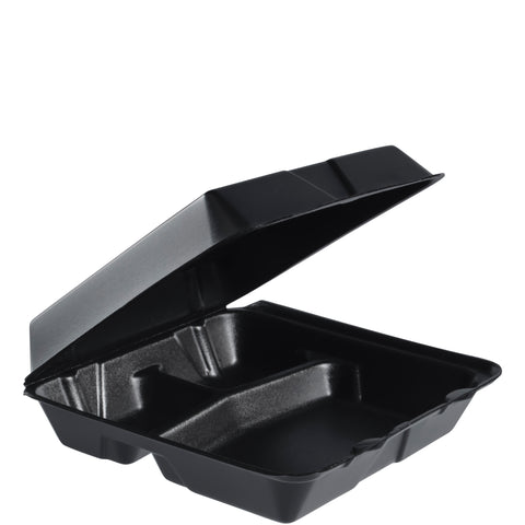 Dart CONTAINER FOAM HINGED LID LARGE 3-COMPARTMENT WHITE 9.5X9.3X3