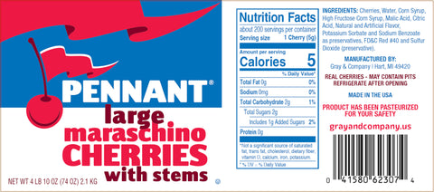 Silver Source™ CHERRIES MARASCHINO LARGE W/ STEM