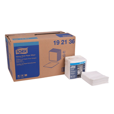 Tork White 1/4 Fold Heavy Duty Paper Wiper, 12.5 x 13 inch - 56 per pack -- 16 packs per case