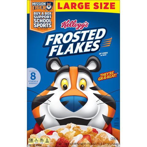 Kelloggs Frosted Flakes Corn Cereal, 19.2 Ounce -- 12 per case.