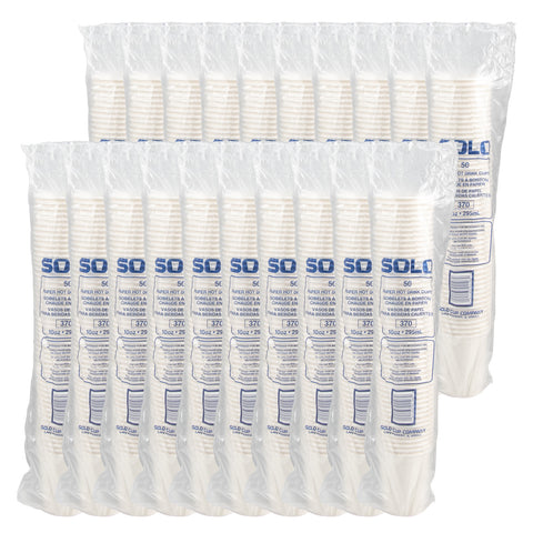 Solo White Designer Single Sided Lined Poly Paper Hot Cup, 10 Ounce -- 1000 per case.