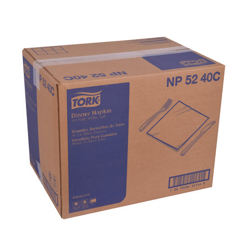 Tork 2 Ply White Advanced Dinner Napkin, 15 x 16.25 inch - 375 per pack -- 8 packs per case