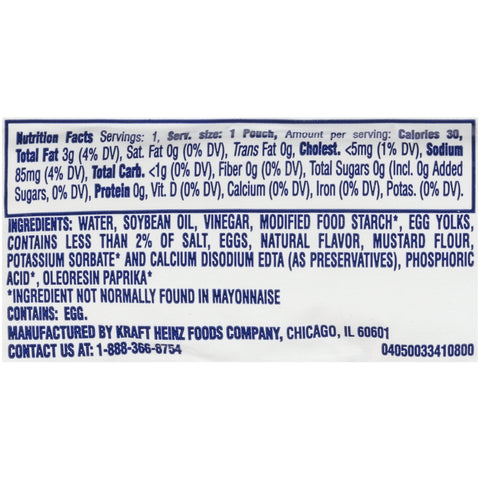 Mayonnaise Light Single Serve Pouch
