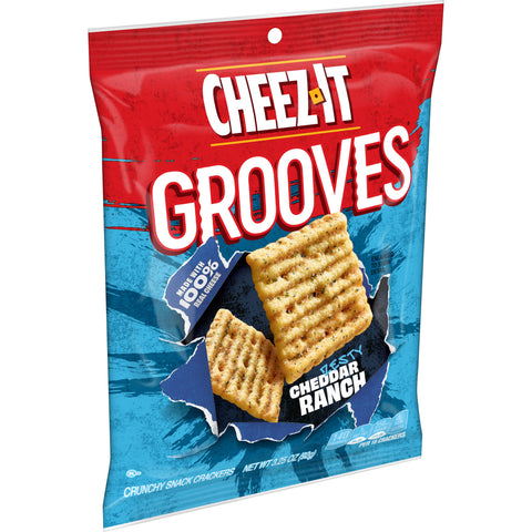 Cheez It Grooves Zesty Cheddar Ranch Crispy Cracker, 3.25 Ounce -- 6 per case.
