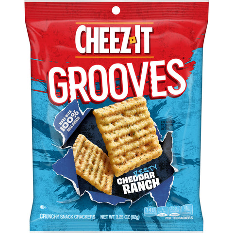 Cheez It Grooves Zesty Cheddar Ranch Crispy Cracker, 3.25 Ounce -- 6 per case.