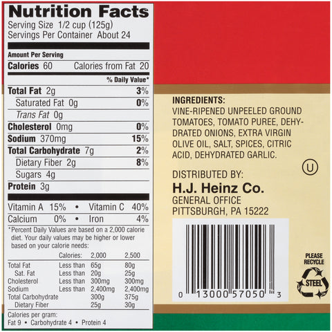 Heinz Bell Orto Marinara Sauce, no. 10 Can -- 6 per Case