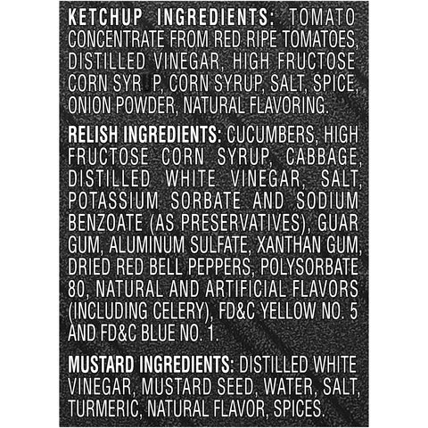 Heinz Picnic Pack Ketchup Relish and Mustard, 3.375 Pound -- 4 per case.