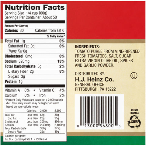 Bell'Orto Fully Prepared Pizza Sauce,105 Ounce -- 6 per case