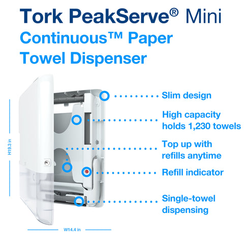 Tork PeakServe® DISPENSER TOWEL HAND MINI CONTINUOUS WHITE