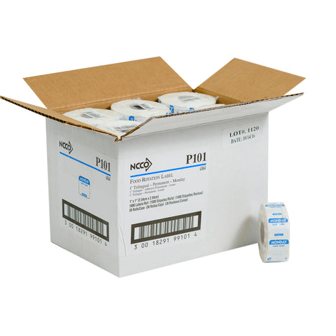 National Checking LABEL FOOD ROTATION TRILINGUAL MONDAY BLUE 1X1