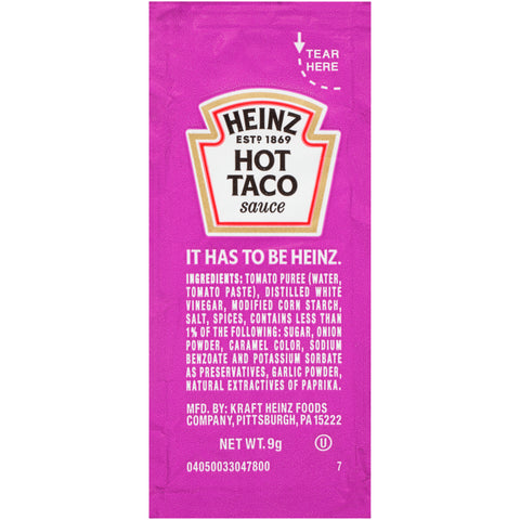 Heinz Single Serve Hot Taco Sauce, 9 Gram -- 500 per case
