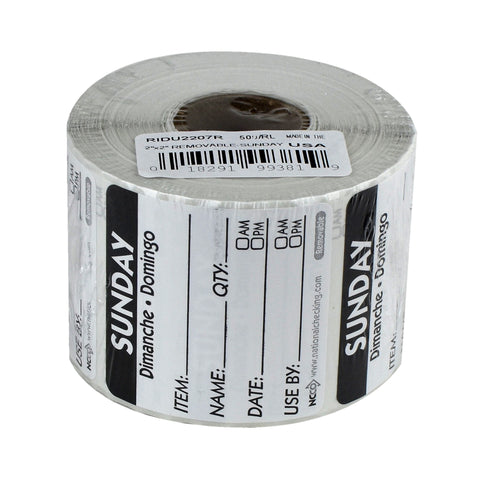 Label Trilingual Item/date/use By Removable Black Sunday 2x2