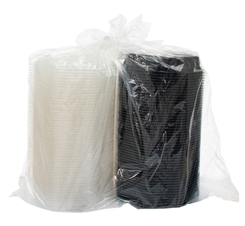 Creative Carryouts® CONTAINER PLASTIC CARRYOUT HINGED BLACK/CLEAR 9