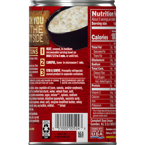 CHUNKY New England Clam Chowder - 18.8 oz. easy open can, 12 per case