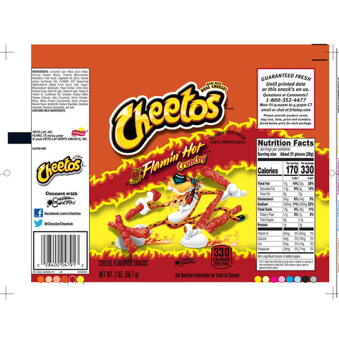 Snack Cheese Crunchy Flamin Hot Large Single Serve