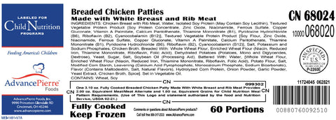 Advancepierre™ CHICKEN PATTY BREAST MEAT BREADED WHOLE GRAIN 3.1 OZ