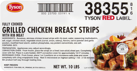 Tyson® Red Label™ CHICKEN STRIP GRILLED FULLY COOKED NAE 10383550816