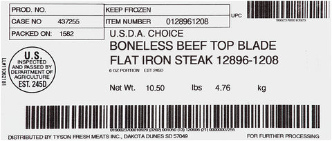 Tyson Portion Top Blade Beef Steak, 6 Ounce -- 27 per case.