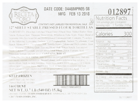 Tortilla Flour Pressed 12