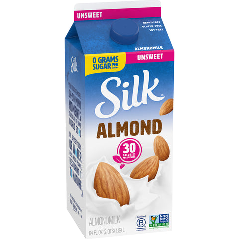 Silk Unsweetened Pure Almond Milk, 64 Ounce -- 6 per case.