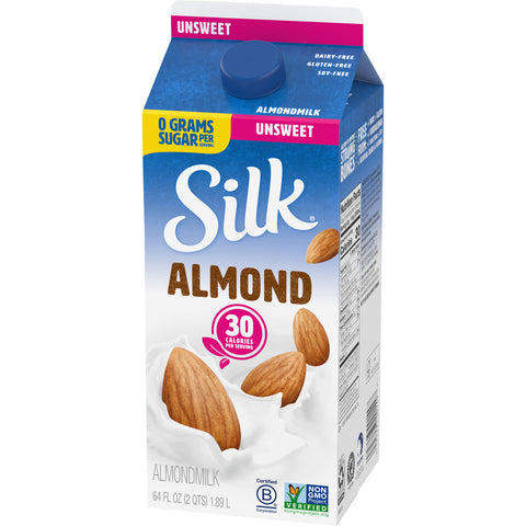 Silk Unsweetened Pure Almond Milk, 64 Ounce -- 6 per case.