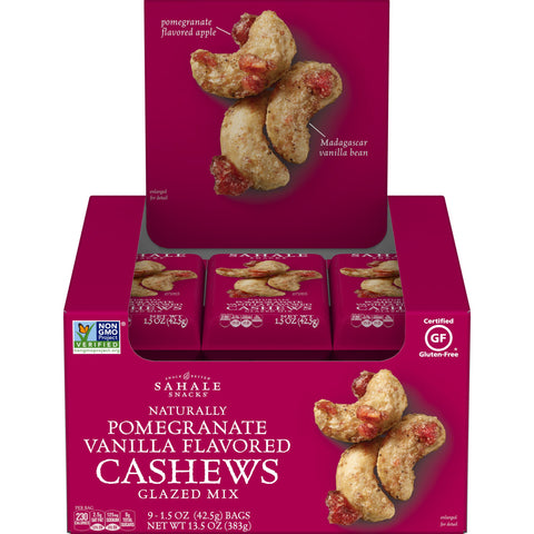 Sahale Snacks Naturally Pomegranate Vanilla Flavored Cashews Glazed Mix, 1.5 Ounce -- 108 per case.