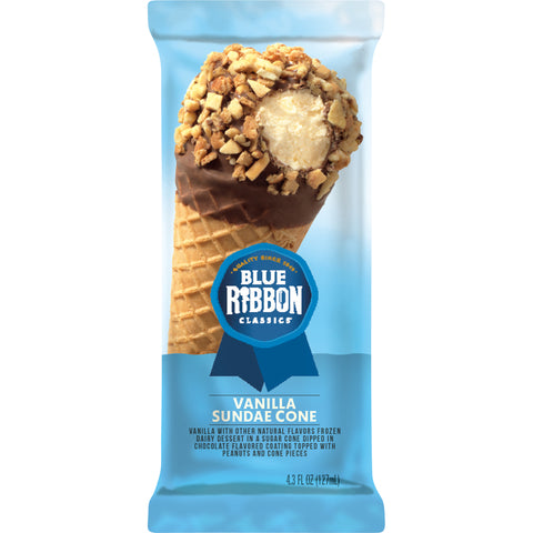 Blue Bunny ICE CREAM CONE VANILLA SUNDAE NUTTY