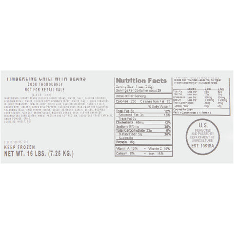 Chili Timberline W/ Beans (r) 166230/78001239