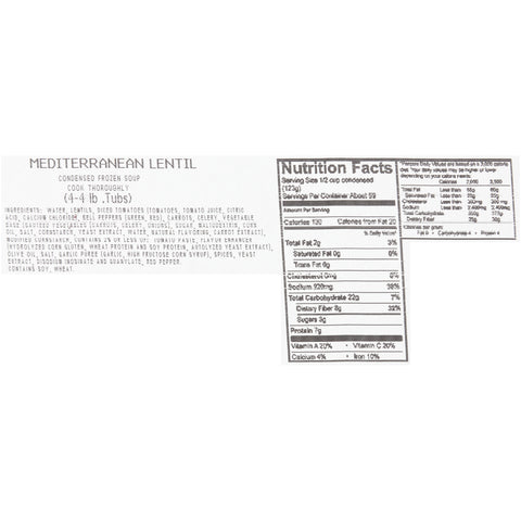Soup Lentil Mediterranean (w) 168630/78001248