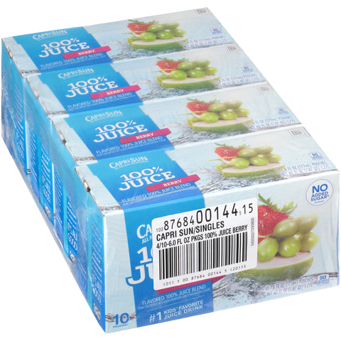 Capri Sun 100 Percent Juice Berry Juice Pouch, 6 Ounce -- 40 per case