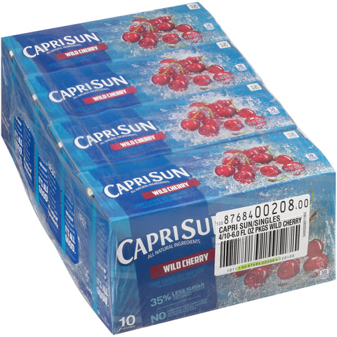 Kraft Capri Sun Wild Cherry Flavored Juice Drink Blend, 6 Ounce - 10 per pack -- 4 packs per case.