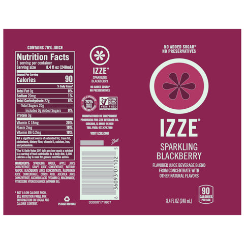 Izze JUICE SPARKLING BLACKBERRY CAN