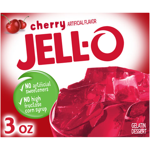 Jello Cherry Gelatin, 3 Ounce --24 Case