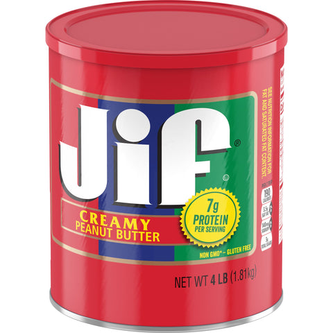 Jif Creamy Peanut Butter, 4 Pound -- 6 per case.