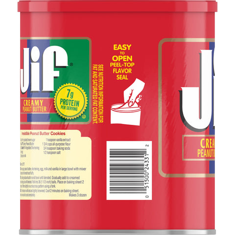 Jif Creamy Peanut Butter, 4 Pound -- 6 per case.