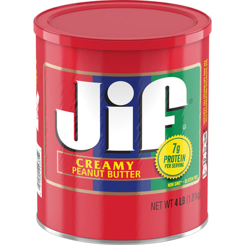 Jif Creamy Peanut Butter, 4 Pound -- 6 per case.